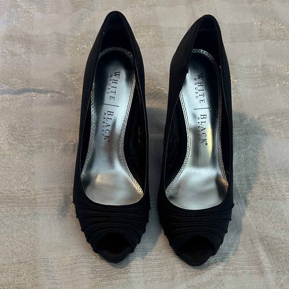 White House Black Market Classic Black Peep Toe Heels
